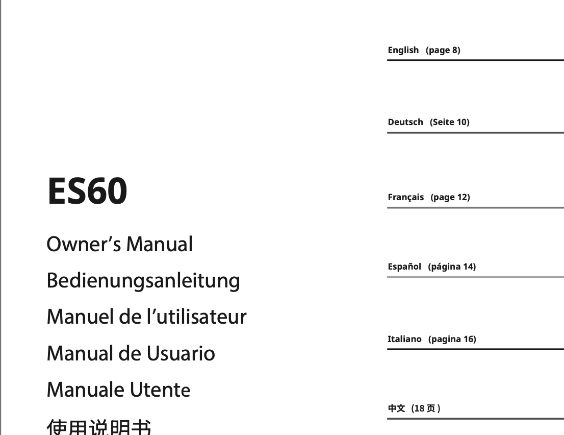 ES60 Owners Manual